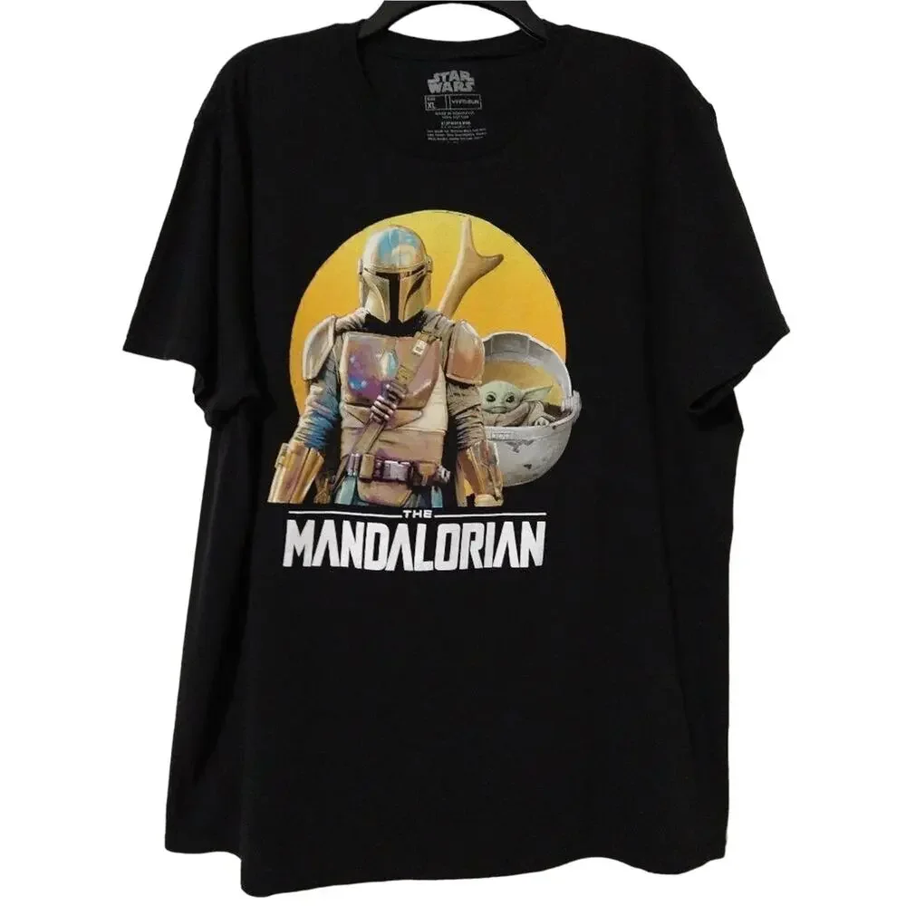 Star Wars the Mandalorian T-shirt Mens XL Short Sleeve Crew Neck Black Adult Tee